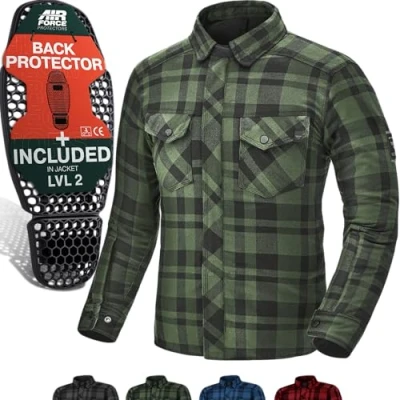 Imagen de SHIMA RENEGADE MEN 2 Camisa Moto Hombre Chaqueta de Algodóncon con FiberQL Aramida y capa refrigeración, protectores CE, cremallera cierre a presión (Verde, 3XL)