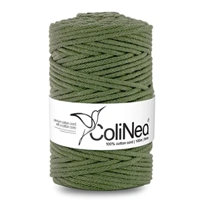 Imagen de ColiNea Cordón de Algodón con Núcleo Algodón, Cuarda Trenzada, 5 mm (Caqui, 100 m)