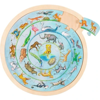 Imagen de GOKI Puzzles de maderaPuzzles maderaGOKIPuzzle Circular animalitos, Multicolor (1)
