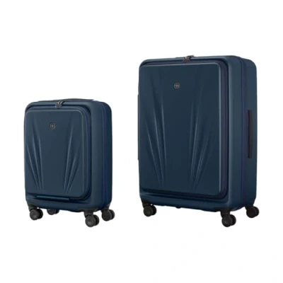 Imagen de Wenger Skyon Set de 2 Maletas, Equipaje Mano + Maleta Grande, Carcasa rígida, Trolley, Compartimento para portátil y Tableta, Cierre Seguridad, Azul, 653571, Juego Maletas