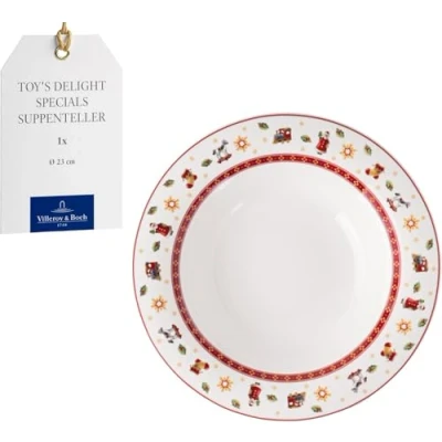 Imagen de Villeroy &amp; Boch Toy&#039;s Delight Specials plato hondo, sopero para sopa, ensaladas, pasta o nudels, porcelana, vajilla navideña, 23 cm Ø, apto lavavajillas y microondas