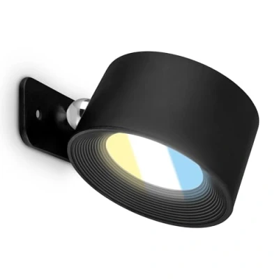 Imagen de Briloner Aplique de pared LED Tari, negro, CCT, regulador táctil, USB