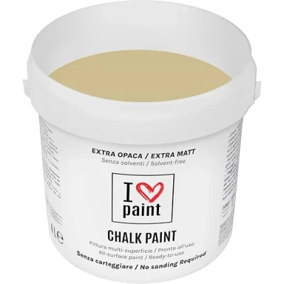 Imagen de I LOVE CHALK PAINT color Cuerda 4 litros Pintura a la tiza para muebles, paredes y objetos Sin lijado disolventes ni formaldehído decoración efecto base de agua