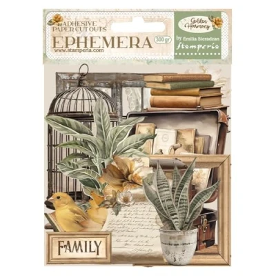 Imagen de Stamperia Ephemera for Scrapbookums, Albums, Card Making, Bullet Journalling and More, Adhesive Paper Cut Outs, Easy to Apply, Perfect Hobbies, Crafts, Gifting (Golden Harmony) (35 piezas)
