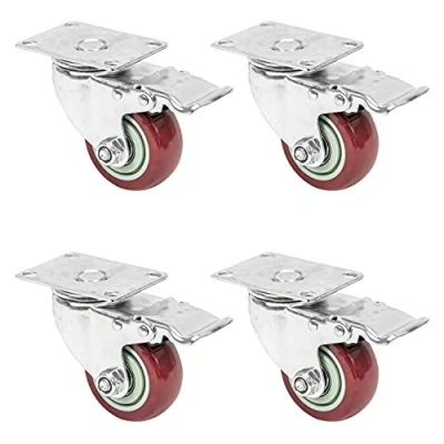 Imagen de HMF 6710 Ruedas de alta resistencia con freno poliuretano, 4 unidades, 75 mm, hasta 400 kg, color rojo