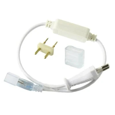 Imagen de Jandei Kit Conexión para Tira LED 14mm de Ancho 220V SMD5050, Potencia Máx 6A 750W, Apto Exteriores. Incluye Enchufe, Conector y Capuchón