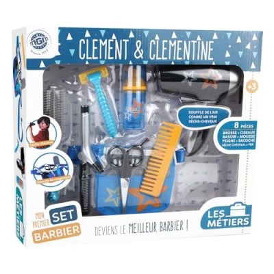 Imagen de CLEMENT CLEMENTINE Set de Barbero Juego Imitación 102110 Azul Plástico Profesión Barba Juguete Infantil Pilas no Incluidas 35 cm x 31 A Partir 3 años