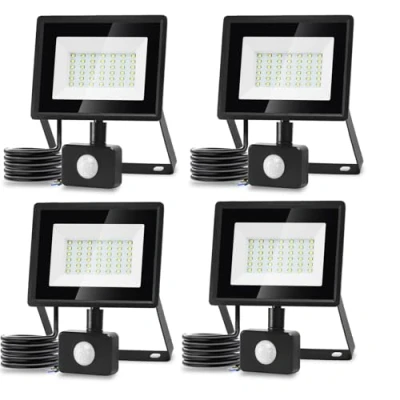 Imagen de Aigostar Foco Led con Sensor Movimiento 30W,2510LM Super Brillo Focos Exterior IP65 Impermeable,Blanco Frío 6500K Proyector Exterior,Perfectas para Jardín,Garaje,Patio,paquete de 4