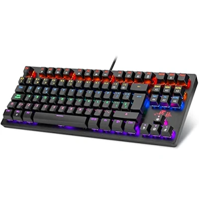 Imagen de Rii RK908 Teclado Gaming Mecánico, 22 Modos de retroiluminación, Interruptores Azules, 88 Teclas Anti ghosting, QWERTY Español Negro