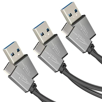 Imagen de KabelDirekt Cable USB a 3.0 C 0,5m + 1m 2m (Cable de Datos SuperSpeed y Carga, Adecuado para Smartphones tabletas con conexión C, en Negro/Space Grey) Pro Series