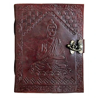 Imagen de OVERDOSE Diario De Cuero Gautam Buddha Con Cierre En C Latón Antiguo Hecho A Mano Para Viajes, Hombres, Mujeres, Cuaderno Bocetos, Grimoire 5 x 7 pulgadas 17 x12 cm A6