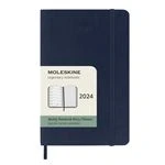 Imagen de Moleskine Agenda Semanal con Espacio para Notas 12 Meses 2024, Formato Pocket 9x14, Tapa Suave y Cierre Elástico, Color Azul Zafiro