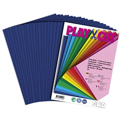 Imagen de PLAY CUT, Papel de color, A4, 130 g/m2, azul medianoche, 20 hojas, color liso