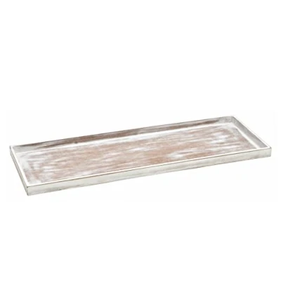 Imagen de Spetebo Bandeja de madera vintage shabby blanca 50 x 17 cm decorativa para velas rectangular Decoración mesa Navidad arreglos boda