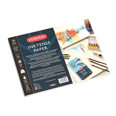 Imagen de Derwent Inktense Cuaderno de Dibujo 12 x 16&quot;, 20 Hojas, Papel Acuarela con Textura y Prensado en Frío, Ideal para Aplicar Capas Pinturas Inktense, Calidad Profesional (2305836)