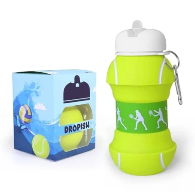 Imagen de Botella Agua Silicona Diseño padel y tenis Niños, Niñas Adultos Plegable Libre de BPA Muy Resistente 550ml