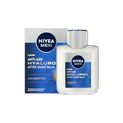 Imagen de NIVEA MEN Hyaluron bálsamo After Shave Antiedad con Ácido Hialurónico (1 x 100 ml), hidratante para calmar la piel tras el afeitado, facial refrescante
