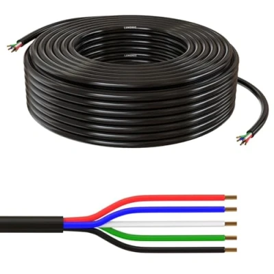 Imagen de Lumonic 5x 0,34mm² LED cable de control negro 20m I 5 hilos enfundado flexible apantallado, prolongación LiYY, al