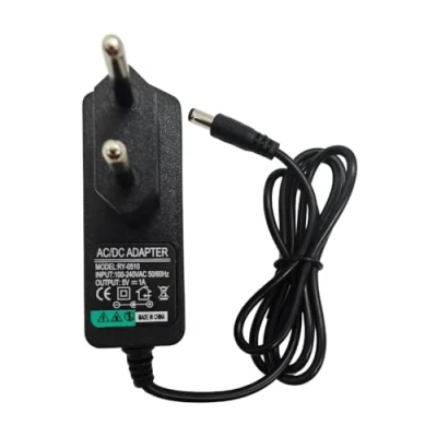 Imagen de Lelukee 5W Universal Adaptador de Fuente alimentación 5V DC 1A,para Cámara Vigilancia,Alimentador Pared Enchufe EU 2 Pin,Conector 5.5 x 2.5 mm,Negro