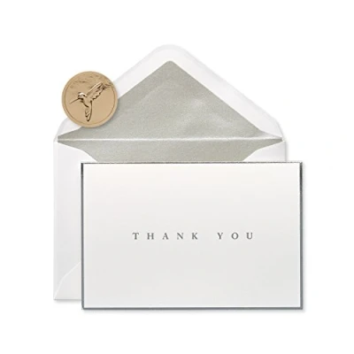 Imagen de Papyrus Gold Border tarjetas de agradecimiento, 16 unidades, color Silver