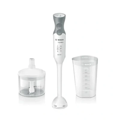Imagen de Bosch MSM66020 Batidora de mano (elemento picador plástico con cuchillas acero inoxidable Quattro Blade, 600 W), color blanco