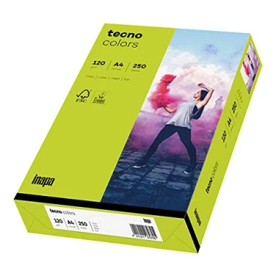 Imagen de inapa papel para impresora de colores, colores tecno Colors: 120 g/m², A4, 250 hojas, color verde brillante