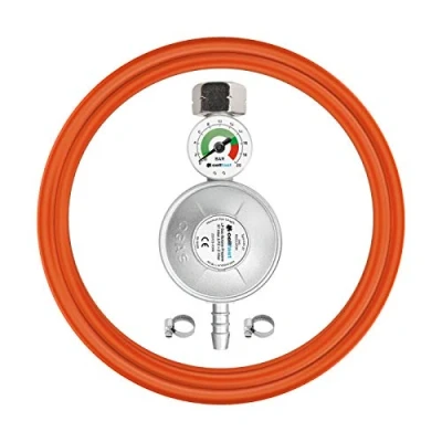 Imagen de cellfast Juego de conexión propano butano con manómetro, válvula Seguridad, para Todo Tipo Cilindros, Gas: GLP, propano, butano, 52 506