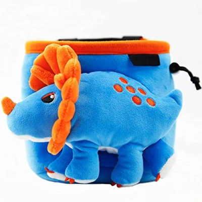 Imagen de YYVertical Chalkbag Dinosaur para escalada en roca (azul triceratop)
