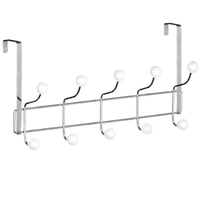 Imagen de Gancho de puerta para colgar ropa, colgador acero inoxidable almacenamiento dormitorio, baño, perchero resistente toallas, bolsos, batas, llaves, 10 ganchos