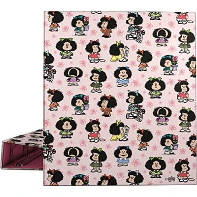 Imagen de Grafoplás Carpeta de Anillas A4 4 Mixtas 40mm Colección Mafalda Única Suave al Tacto Certificado FSC