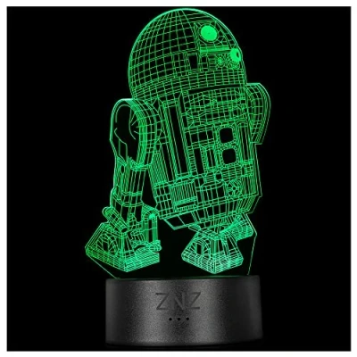 Imagen de ZNZ 3D LED ilusión Luz de noche, Lámpara Tres patrones y 16 colores decoración Cambio Regalos perfectos para niños Mujer Hombres dia del padre (5 R2D2)