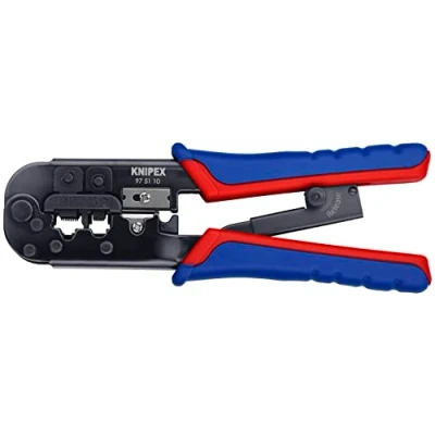 Imagen de Knipex Alicate para crimpar conectores Western bruñido, con fundas multicomponentes 190 mm (cartulina autoservicio/blíster) 97 51 10 SB
