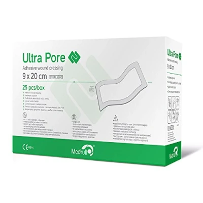 Imagen de Medrull Ultra Pore Estéril Adhesivo Apósitos Heridas Yeso 25 Piezas, 20 Cm Longitud X 9 Anchura 300 g