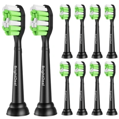 Imagen de Brightdeal Recambio Cepillo de Diente para Philips Sonicare, Cabezales Electrico Compatible con Sonicare Protectiveclean HealthyWhite FlexCare EasyClean 10 unidades (Negro)