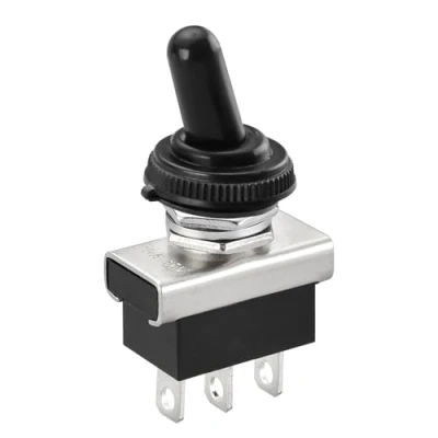 Imagen de Heschen Interruptor De Palanca Metal Flick Flip, KN3D 102, 12V 25A, SPDT, ON/ON, 2 Positon 3 Pines, Para Coche Dash Luz, Con Tapa Impermeable (1)