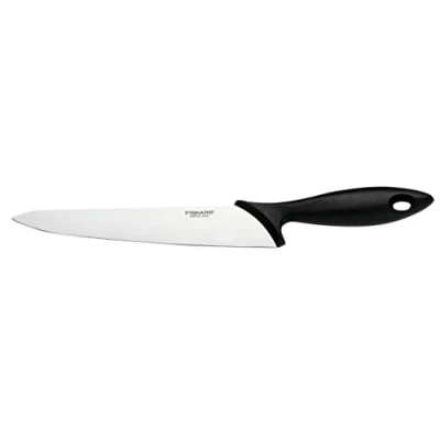 Imagen de Fiskars Cuchillo de cocina, Longitud hoja: 21 cm, Acero inoxidable / Plástico PP, Negro, Essential, 1023776
