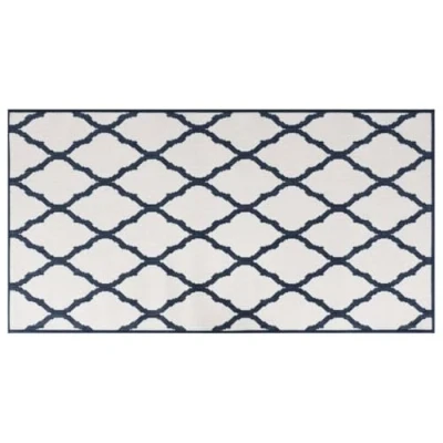 Imagen de vidaXL Alfombra de Exterior Azul Marino y Blanca Reversible 80x150 cm