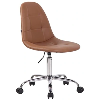 Imagen de CLP Silla De Oficina Moderna Reims En Cuero PU I Escritorio con Respaldo Ordenador Ruedas, Color:marrón Claro
