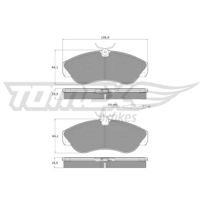 Imagen de TOMEX brakes TX 11 73 Juego de pastillas freno Eje delantero con contacto avisador desgaste CITROËN: Jumper I Furgón