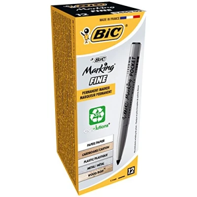 Imagen de BIC Marking Fine ECOlutions marcadores permanentes punta fina Negro, Caja de 12 unidades
