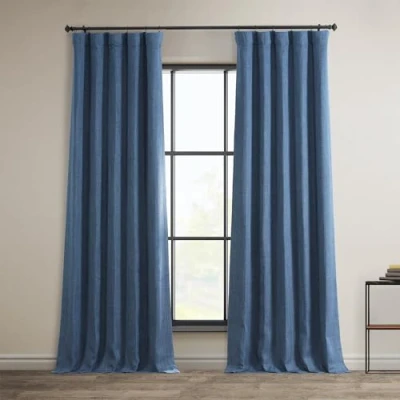 Imagen de HPD Half Price Drapes BOCH LN185 P Cortina de Lino sintético oscurecimiento habitación, para Dormitorio y Sala Estar, 1 Panel, Ancho Pulgadas Largo, Mezclilla, W 50&quot; x L 96&quot; (1 Panels)