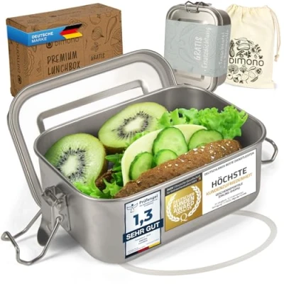 Imagen de Dimono® Fiambrera de acero inoxidable a prueba fugas; Caja sostenible impermeable con compartimentos y sellos (a: 550 ml)