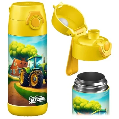 Imagen de Jarlson® botella de agua para niños MALI térmica acero inoxidable, sin BPA, a prueba fugas, infantil 350ml