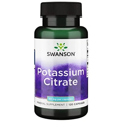 Imagen de Swanson, Potassium Citrate (Citrato de Potasio), 99mg Potasio por Cápsula, 120 Cápsulas, Altamente Dosificado, Testado en Laboratorio, Sin Soja, Gluten, No GMO