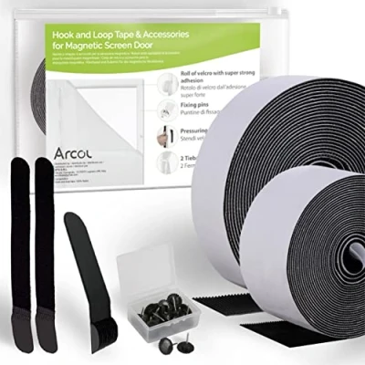 Imagen de Cinta Adhesiva para Mosquiteras Más Fuerte y Duradera Kit Completo Magnéticas Cierre de Ganchos Lazos SOLO PARTE ÁSPERA/Con (2,5 cm x 5,5 m, 4 1,5 Negro)