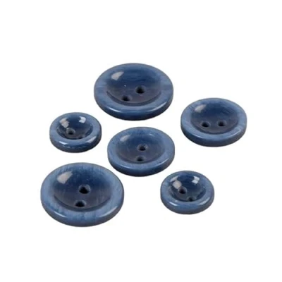 Imagen de MYMERCERIE Lote de 6 botones redondos, 2 agujeros, azul marino, 10 mm