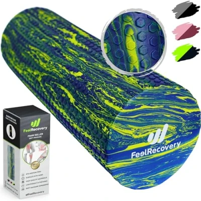 Imagen de Foam Roller Masaje Muscular (45x15 cm) Rodillo de Espuma EVA Densidad Media para Contracturas, Fisioterapia, Recuperación, Yoga, Pilates y Fitness Rulo Automasaje