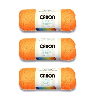 Imagen de Caron Simply Soft Neon Orange Yarn Paquete de 3 hilos 170 g/6 oz Acrílico 4 medianos (peinado) 315 yardas Tejido/ganchillo