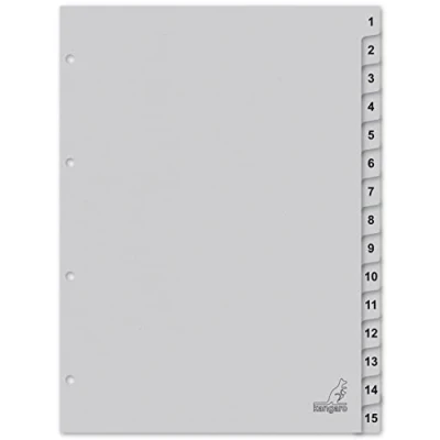 Imagen de Kangaro Registro de cartón DIN A4, números 1 15, 180 g/m², FSC reciclado, 15 piezas