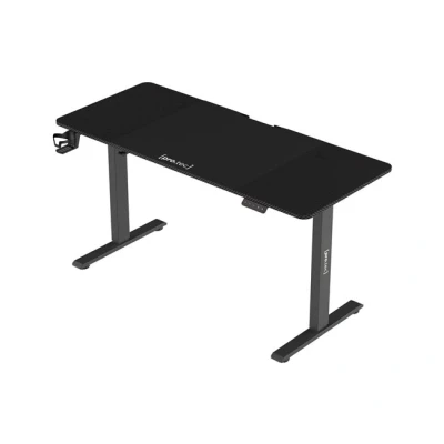 Imagen de pro.tec Escritorio Stryn Rectangular Regulable en Altura 72 117 cm con Clips y 2 Salidas de Cables Eléctrico Opciones (Sentado Pie) Alfombrilla Ratón XXL 140 x 60 Aglomerado/Acero Negro